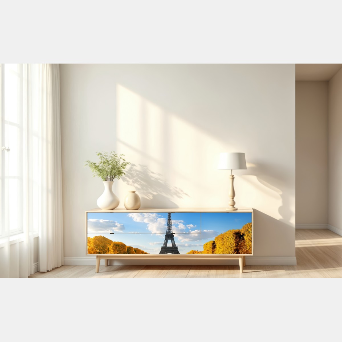 Naklejka repozycjonowalna wiosna na Champs de Mars, Wieża Eiffla, Paryż – Wallissimo® Naklejka repozycjonowalna wiosna na Champs de Mars, Wieża Eiffla, Paryż – Wallissimo®