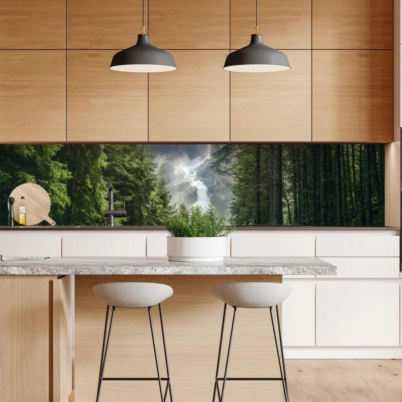 Naklejka repozycjonowalna mglisty las w odcieniach szarości – Wallissimo®