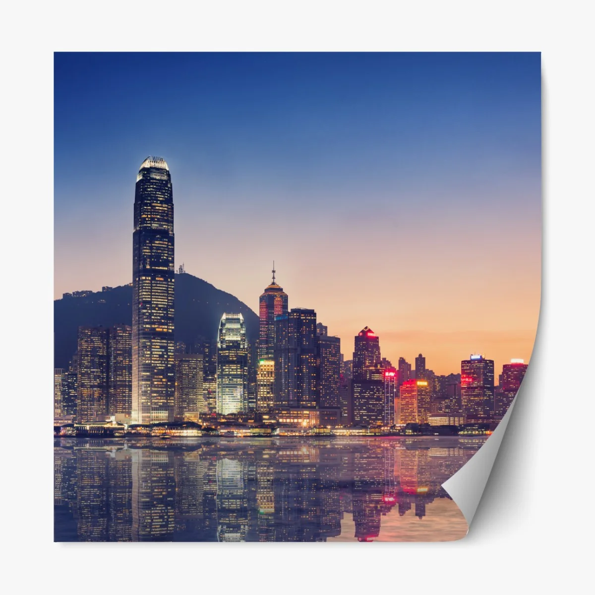 Naklejka repozycjonowalna Hongkong panorama miasta o zmierzchu – Wallissimo® Naklejka repozycjonowalna Hongkong panorama miasta o zmierzchu – Wallissimo®