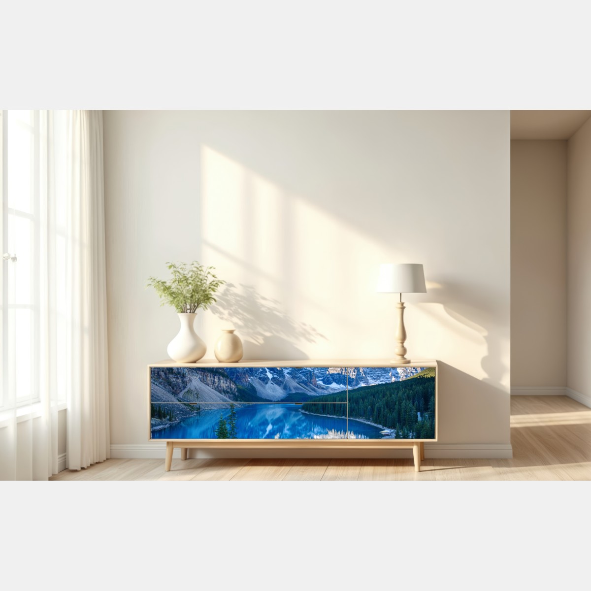 Naklejka repozycjonowalna spokojne jezioro górskie z odbiciem – Wallissimo® Naklejka repozycjonowalna spokojne jezioro górskie z odbiciem – Wallissimo®