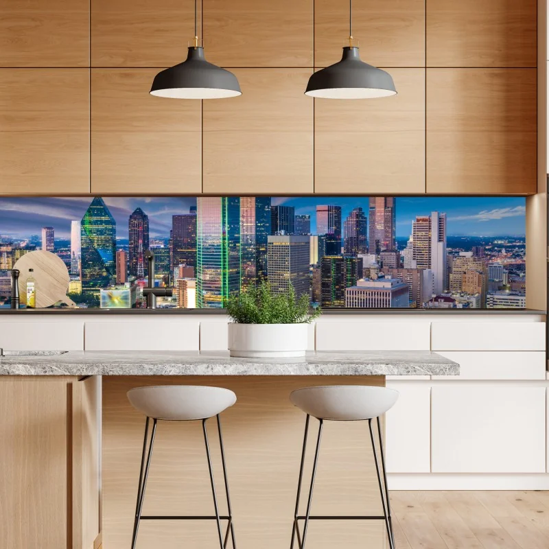 Naklejka repozycjonowalna Dallas panorama miasta o zachodzie słońca – Wallissimo® Naklejka repozycjonowalna Dallas panorama miasta o zachodzie słońca – Wallissimo®