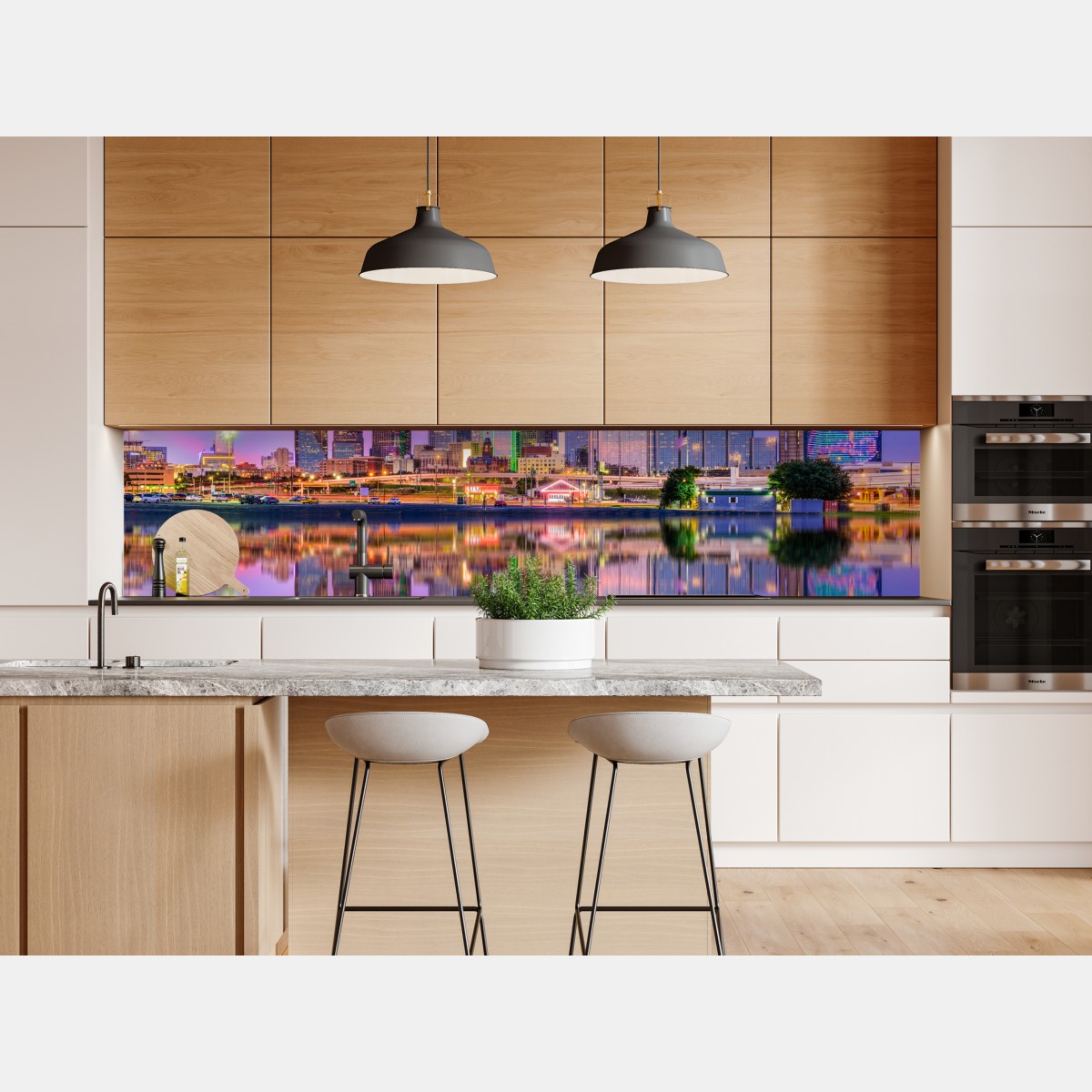 Naklejka repozycjonowalna Dallas panorama miasta o fioletowym zmierzchu – Wallissimo® Naklejka repozycjonowalna Dallas panorama miasta o fioletowym zmierzchu – Wallissimo®