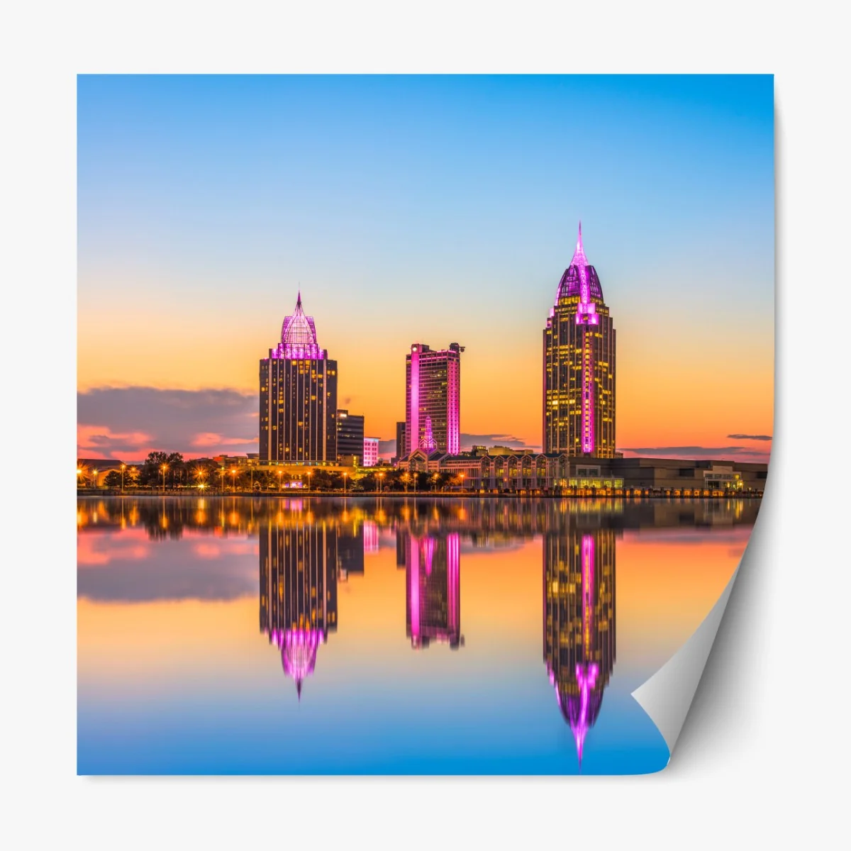 Naklejka repozycjonowalna panorama Mobile o zachodzie słońca – Wallissimo® Naklejka repozycjonowalna panorama Mobile o zachodzie słońca – Wallissimo®