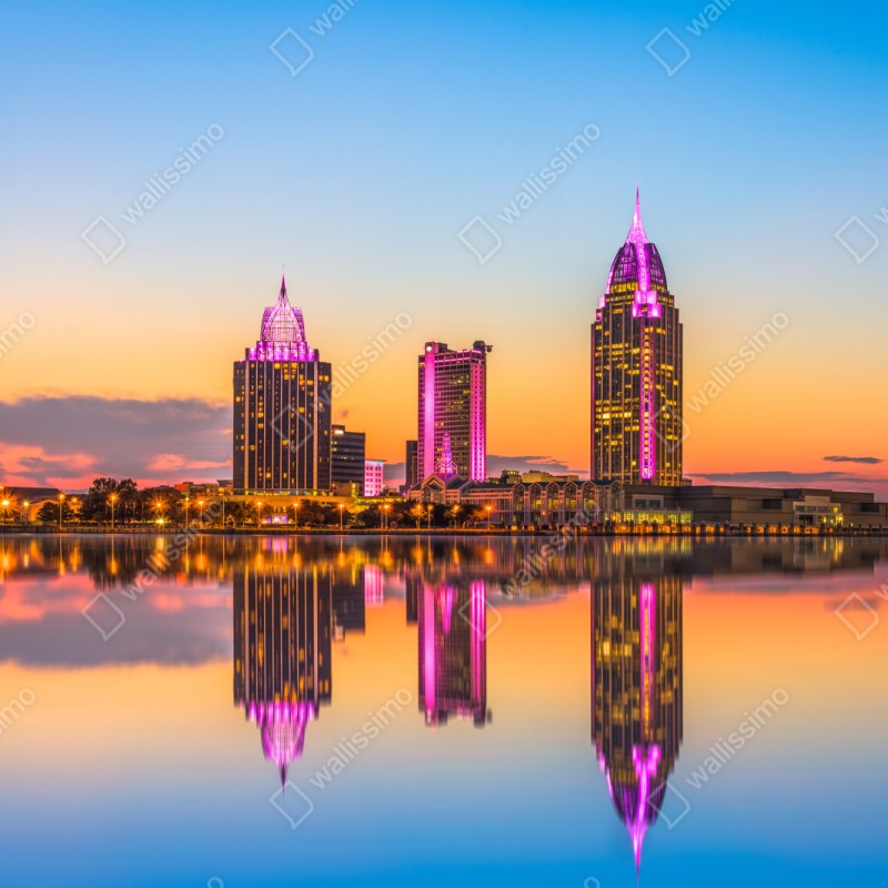 Naklejka repozycjonowalna panorama Mobile o zachodzie słońca – Wallissimo® Naklejka repozycjonowalna panorama Mobile o zachodzie słońca – Wallissimo®