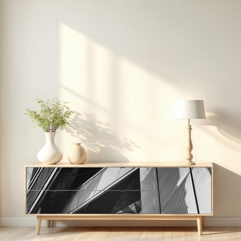 Naklejka repozycjonowalna geometryczna fasada w monochromie – Wallissimo® Naklejka repozycjonowalna geometryczna fasada w monochromie – Wallissimo®