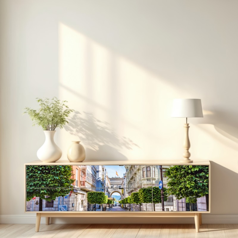 Naklejka repozycjonowalna Santander ulica miejska z zabytkowym łukiem – Wallissimo® Naklejka repozycjonowalna Santander ulica miejska z zabytkowym łukiem – Wallissimo®