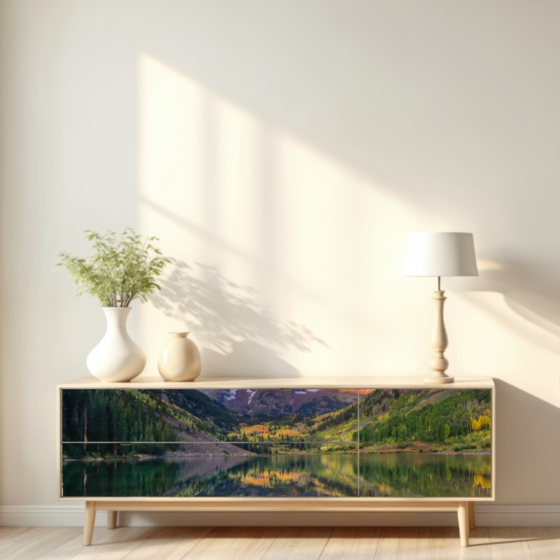 Naklejka repozycjonowalna wschód słońca nad Maroon Bells – Wallissimo® Naklejka repozycjonowalna wschód słońca nad Maroon Bells – Wallissimo®