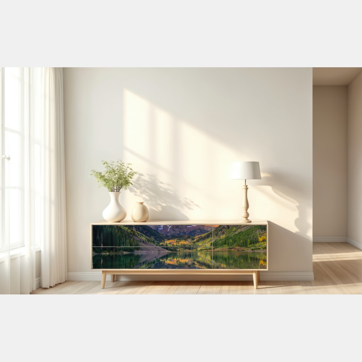 Naklejka repozycjonowalna wschód słońca nad Maroon Bells – Wallissimo® Naklejka repozycjonowalna wschód słońca nad Maroon Bells – Wallissimo®