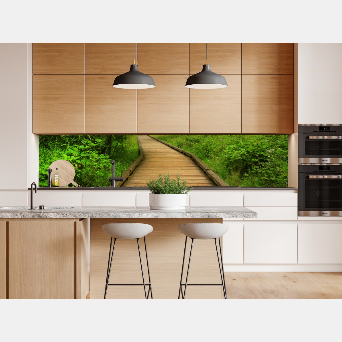 Naklejka repozycjonowalna spokojny drewniany pomost w lesie – Wallissimo® Naklejka repozycjonowalna spokojny drewniany pomost w lesie – Wallissimo®