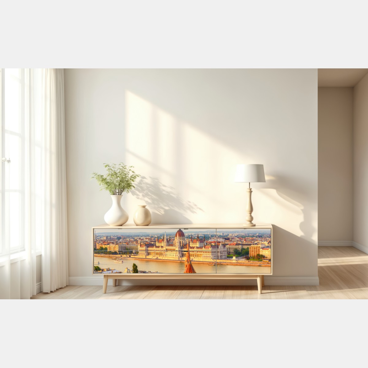 Naklejka repozycjonowalna Budapeszt panorama z parlamentem nad Dunajem – Wallissimo® Naklejka repozycjonowalna Budapeszt panorama z parlamentem nad Dunajem – Wallissimo®