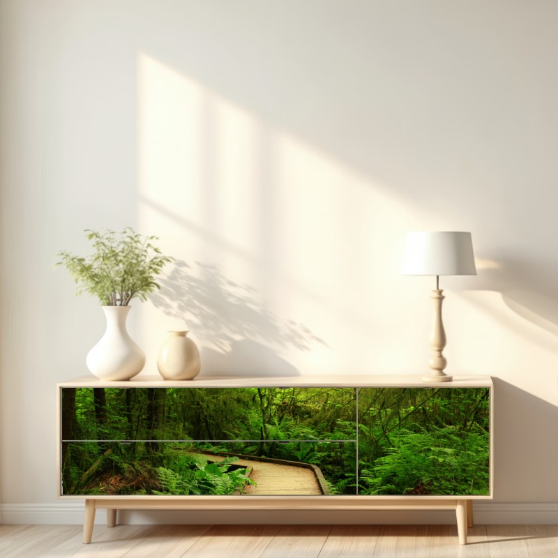 Naklejka repozycjonowalna spokojna zielona kładka leśna – Wallissimo® Naklejka repozycjonowalna spokojna zielona kładka leśna – Wallissimo®