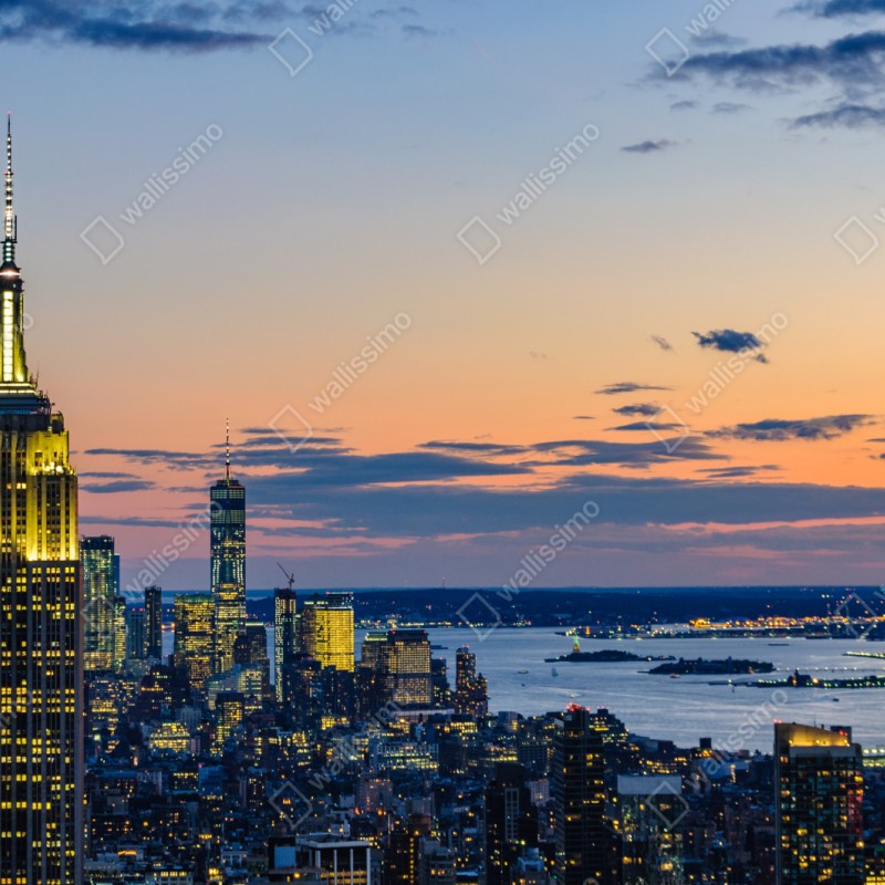 Naklejka repozycjonowalna panorama Nowego Jorku o zmierzchu – Wallissimo® Naklejka repozycjonowalna panorama Nowego Jorku o zmierzchu – Wallissimo®