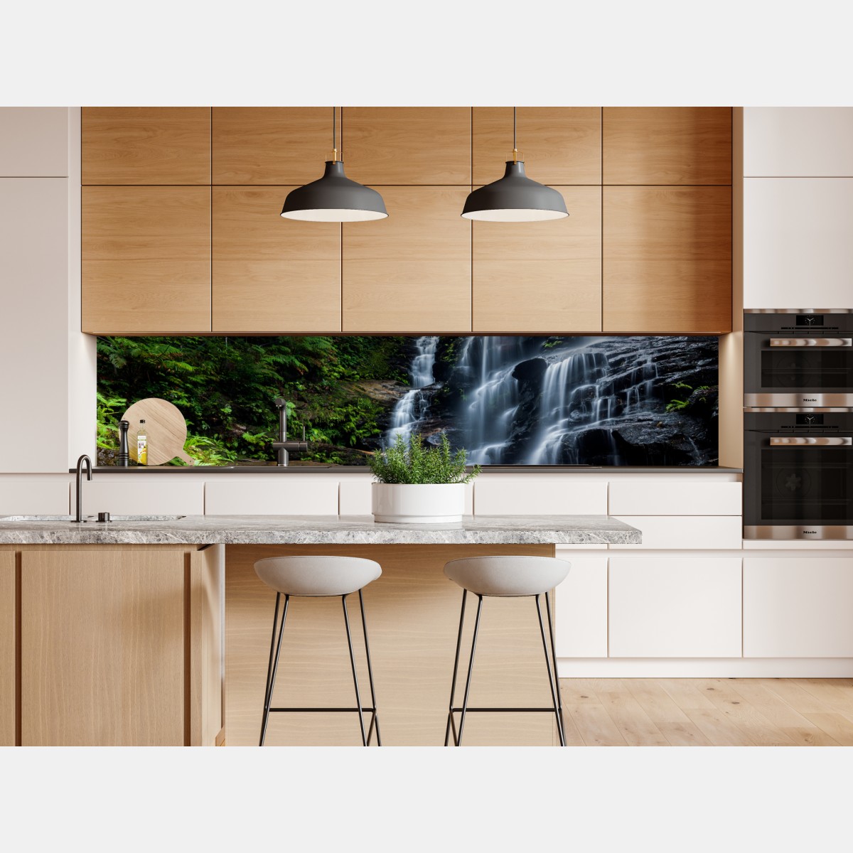 Naklejka repozycjonowalna spokojny wodospad w lesie – Wallissimo® Naklejka repozycjonowalna spokojny wodospad w lesie – Wallissimo®