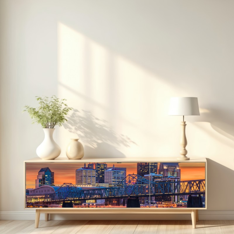 Naklejka repozycjonowalna Louisville panorama o zachodzie słońca – Wallissimo® Naklejka repozycjonowalna Louisville panorama o zachodzie słońca – Wallissimo®