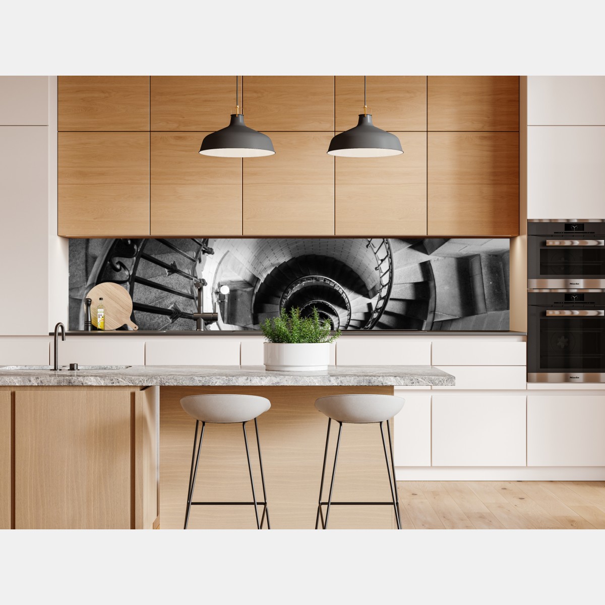 Naklejka repozycjonowalna spiralne schody w monochromatycznej perspektywie – Wallissimo® Naklejka repozycjonowalna spiralne schody w monochromatycznej perspektywie – Wallissimo®