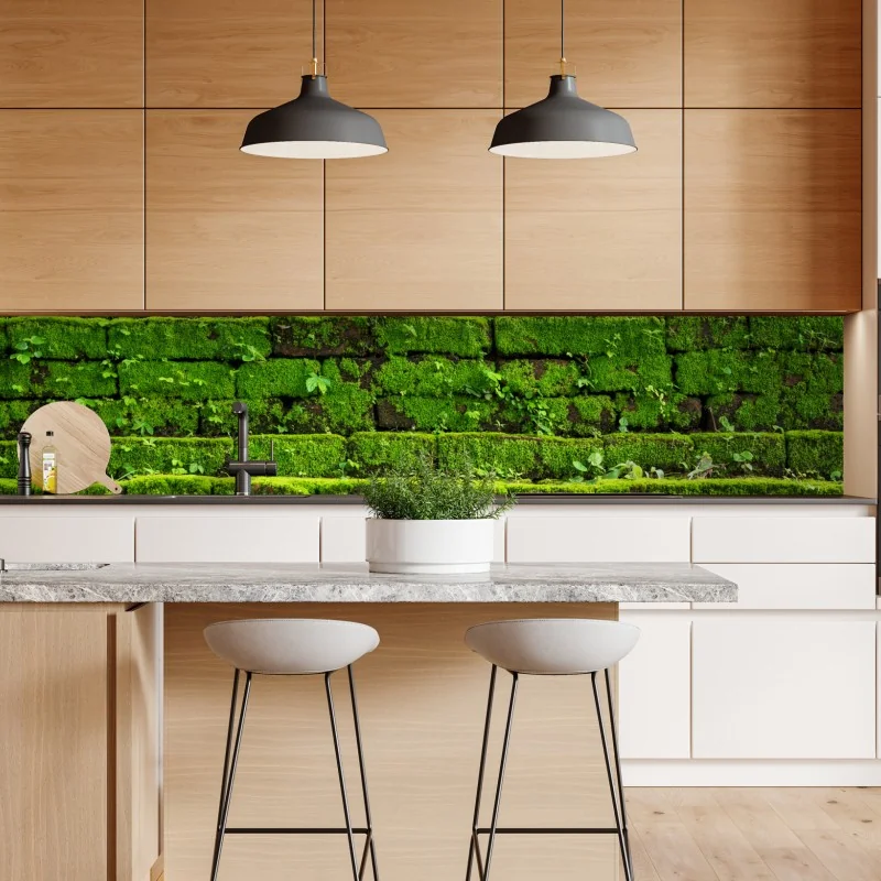 Naklejka repozycjonowalna ściana z mchem na ceglanej strukturze – Wallissimo® Naklejka repozycjonowalna ściana z mchem na ceglanej strukturze – Wallissimo®