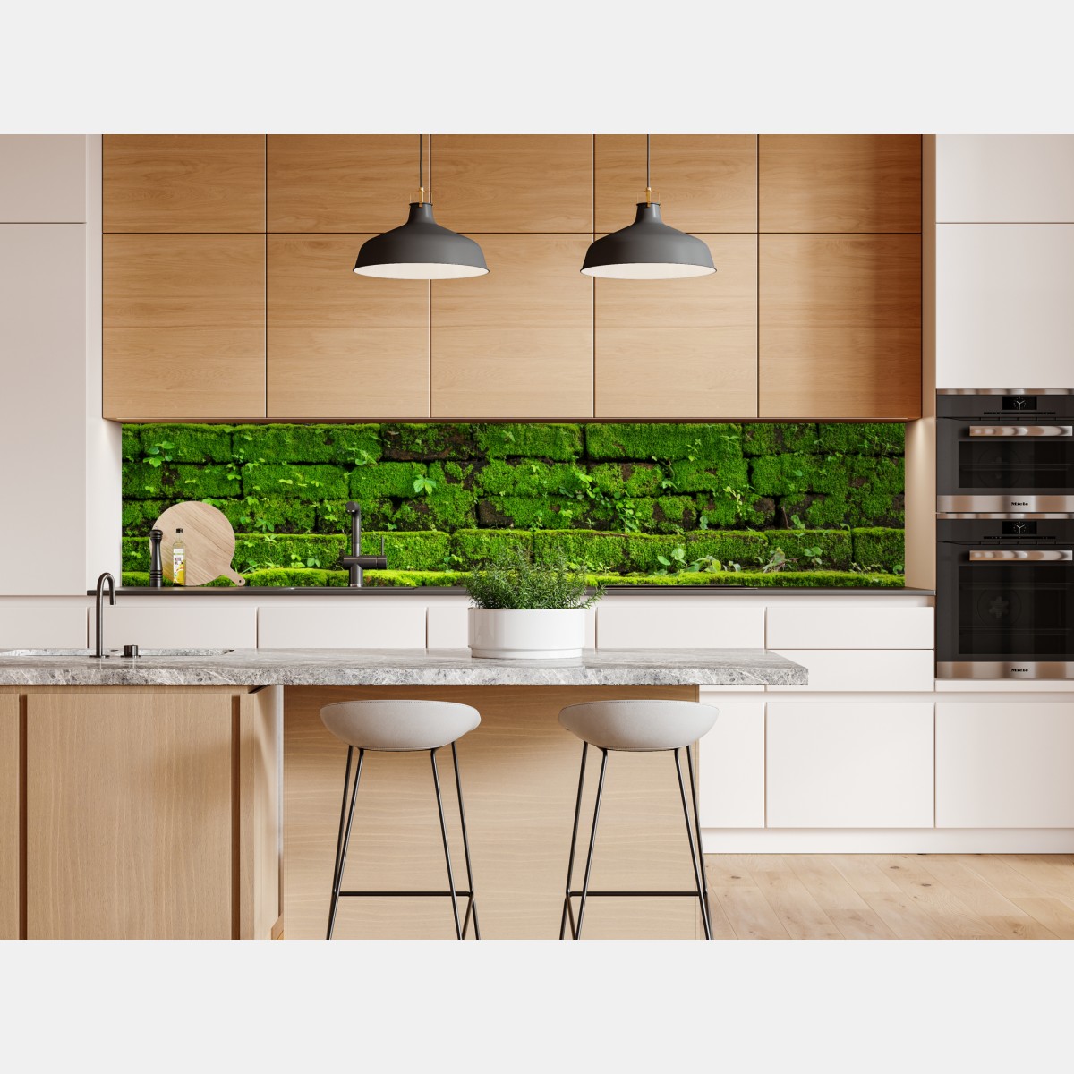 Naklejka repozycjonowalna ściana z mchem na ceglanej strukturze – Wallissimo® Naklejka repozycjonowalna ściana z mchem na ceglanej strukturze – Wallissimo®