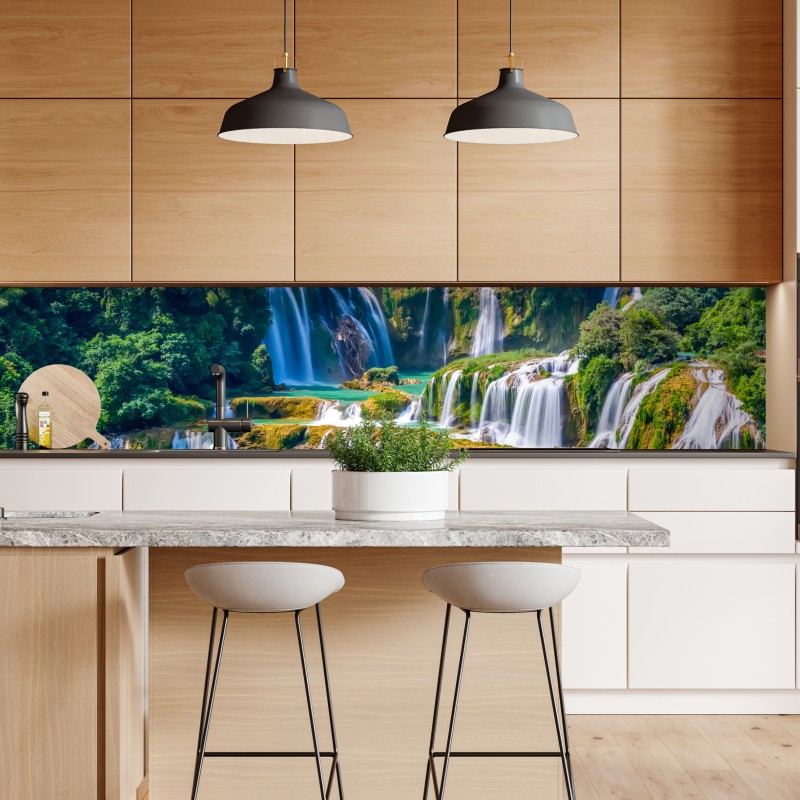 Naklejka repozycjonowalna złoty kwiatowy ornament na granatowym tle – Wallissimo®