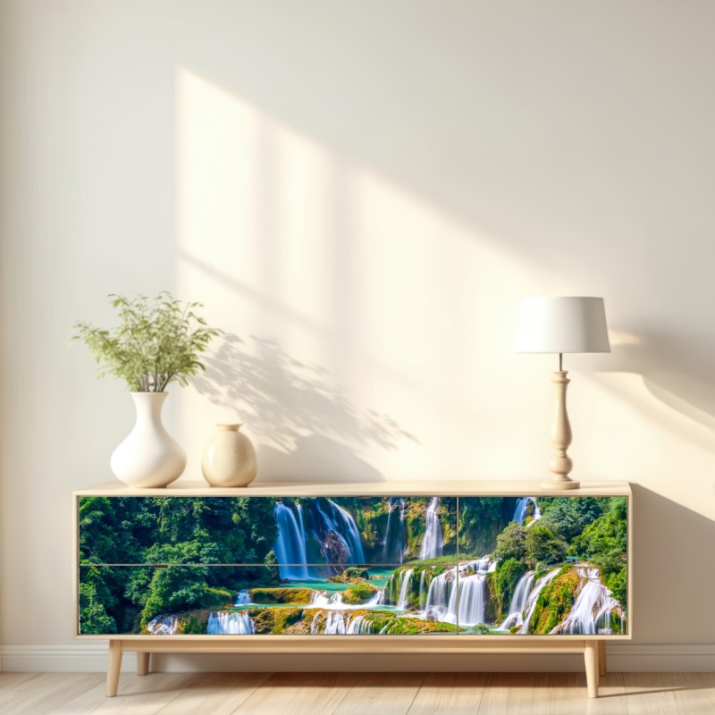 Naklejka repozycjonowalna szmaragdowe kaskady wodospadów – Wallissimo® Naklejka repozycjonowalna szmaragdowe kaskady wodospadów – Wallissimo®