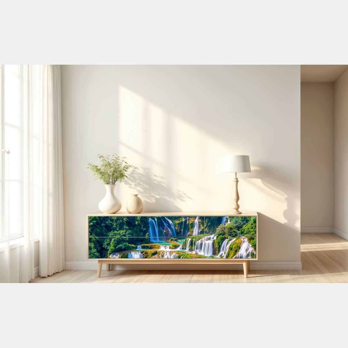 Naklejka repozycjonowalna szmaragdowe kaskady wodospadów – Wallissimo® Naklejka repozycjonowalna szmaragdowe kaskady wodospadów – Wallissimo®
