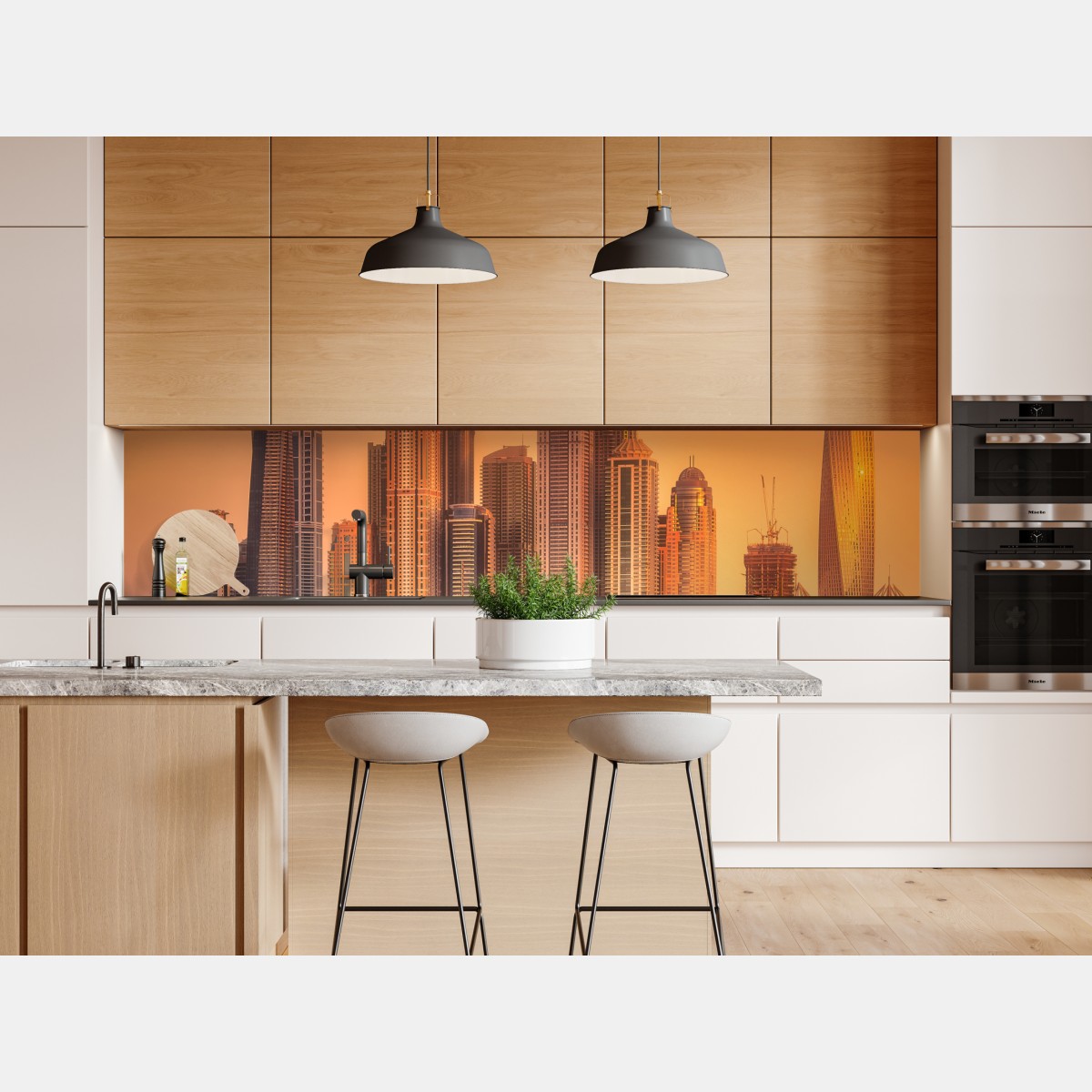 Naklejka repozycjonowalna panorama Dubaju w złotym świetle – Wallissimo® Naklejka repozycjonowalna panorama Dubaju w złotym świetle – Wallissimo®