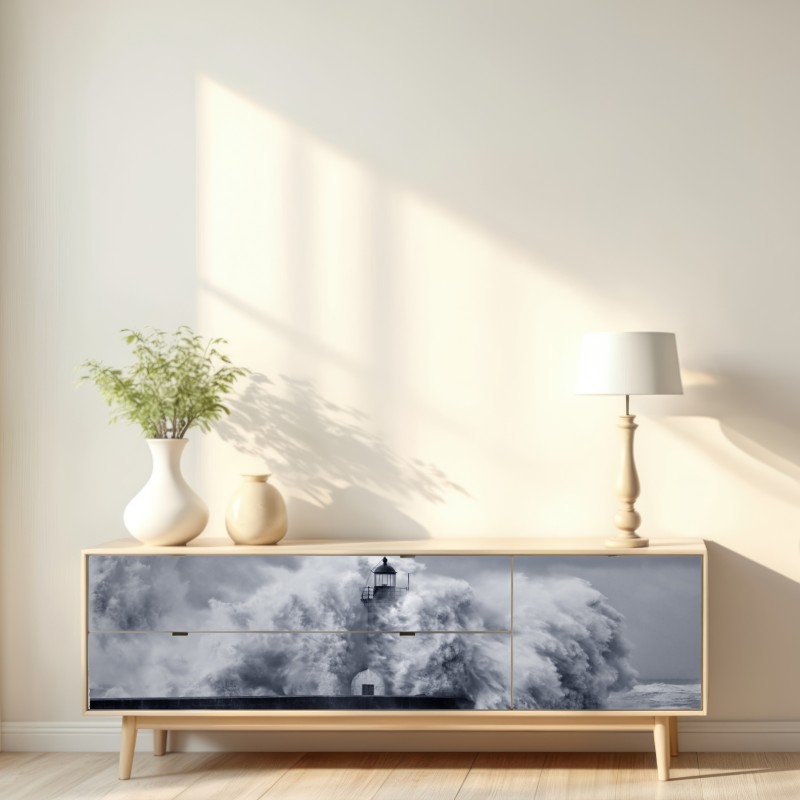 Naklejka repozycjonowalna latarnia morska pochłonięta przez fale – Wallissimo® Naklejka repozycjonowalna latarnia morska pochłonięta przez fale – Wallissimo®