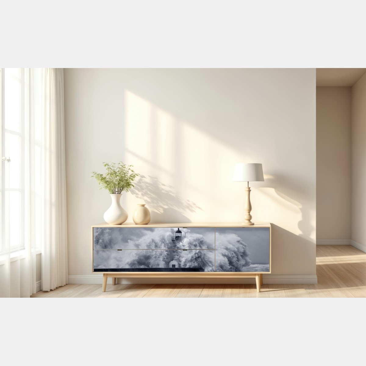 Naklejka repozycjonowalna latarnia morska pochłonięta przez fale – Wallissimo® Naklejka repozycjonowalna latarnia morska pochłonięta przez fale – Wallissimo®