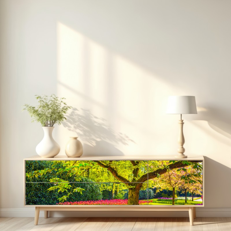 Naklejka repozycjonowalna barwny ogród tulipanów w Keukenhof – Wallissimo® Naklejka repozycjonowalna barwny ogród tulipanów w Keukenhof – Wallissimo®