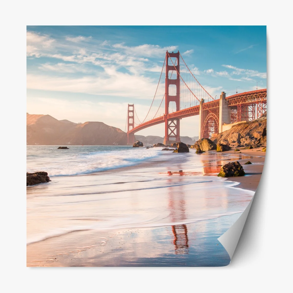 Naklejka repozycjonowalna San Francisco Golden Gate o zachodzie słońca – Wallissimo® Naklejka repozycjonowalna San Francisco Golden Gate o zachodzie słońca – Wallissimo®