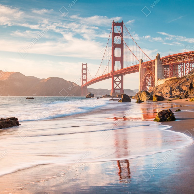 Naklejka repozycjonowalna San Francisco Golden Gate o zachodzie słońca – Wallissimo® Naklejka repozycjonowalna San Francisco Golden Gate o zachodzie słońca – Wallissimo®