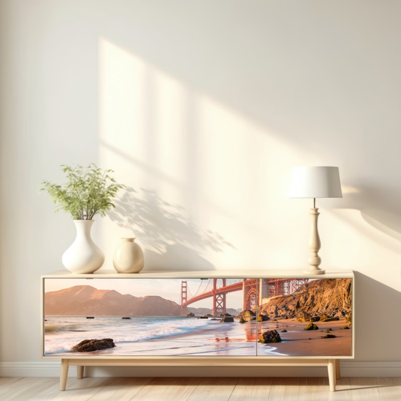 Naklejka repozycjonowalna San Francisco Golden Gate o zachodzie słońca – Wallissimo® Naklejka repozycjonowalna San Francisco Golden Gate o zachodzie słońca – Wallissimo®