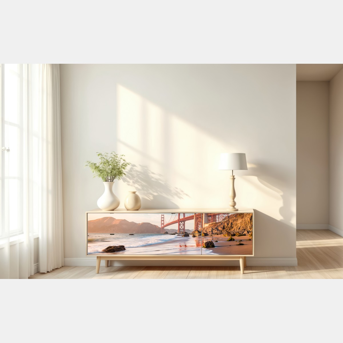 Naklejka repozycjonowalna San Francisco Golden Gate o zachodzie słońca – Wallissimo® Naklejka repozycjonowalna San Francisco Golden Gate o zachodzie słońca – Wallissimo®