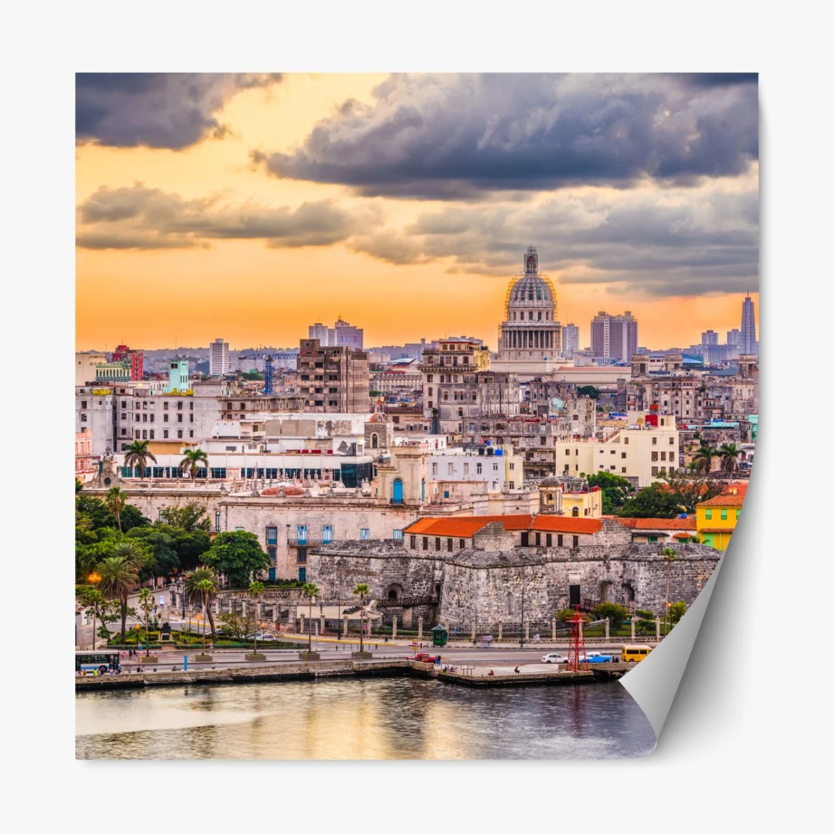 Naklejka repozycjonowalna Hawana panorama miasta o zachodzie słońca – Wallissimo® Naklejka repozycjonowalna Hawana panorama miasta o zachodzie słońca – Wallissimo®