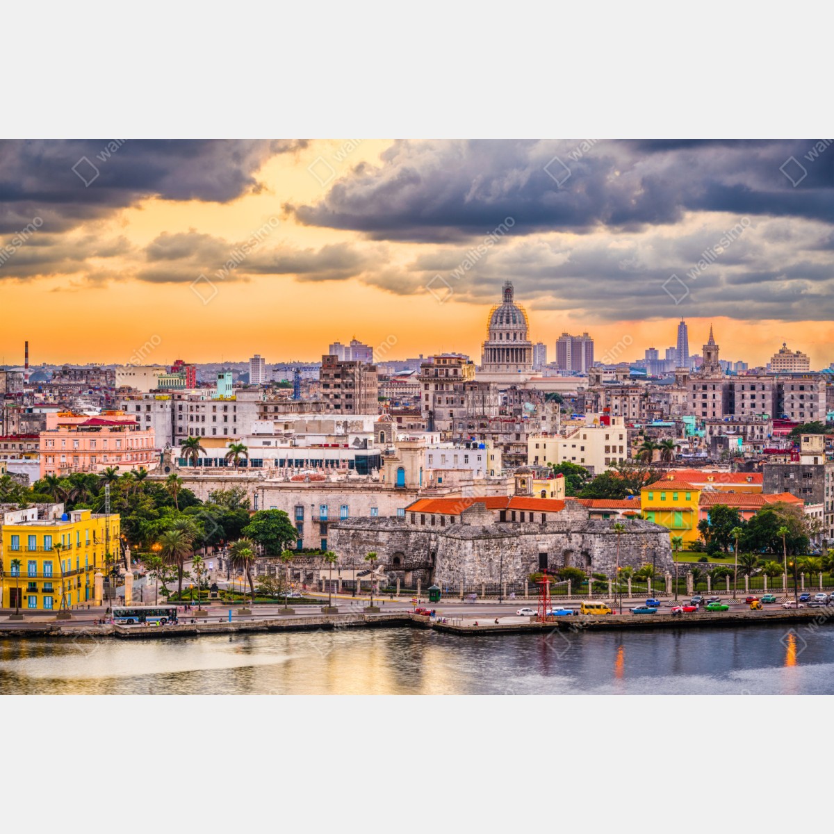 Naklejka repozycjonowalna Hawana panorama miasta o zachodzie słońca – Wallissimo® Naklejka repozycjonowalna Hawana panorama miasta o zachodzie słońca – Wallissimo®