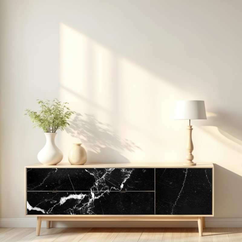 Naklejka repozycjonowalna czarny marmur z żyłami – Wallissimo® Naklejka repozycjonowalna czarny marmur z żyłami – Wallissimo®