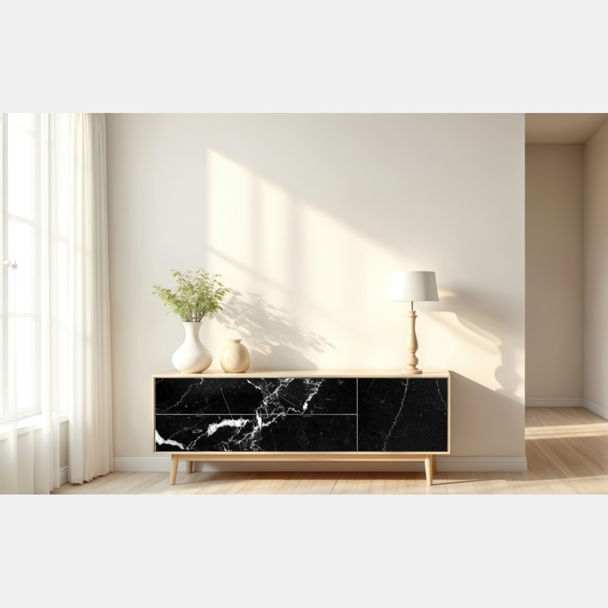 Naklejka repozycjonowalna czarny marmur z żyłami – Wallissimo® Naklejka repozycjonowalna czarny marmur z żyłami – Wallissimo®