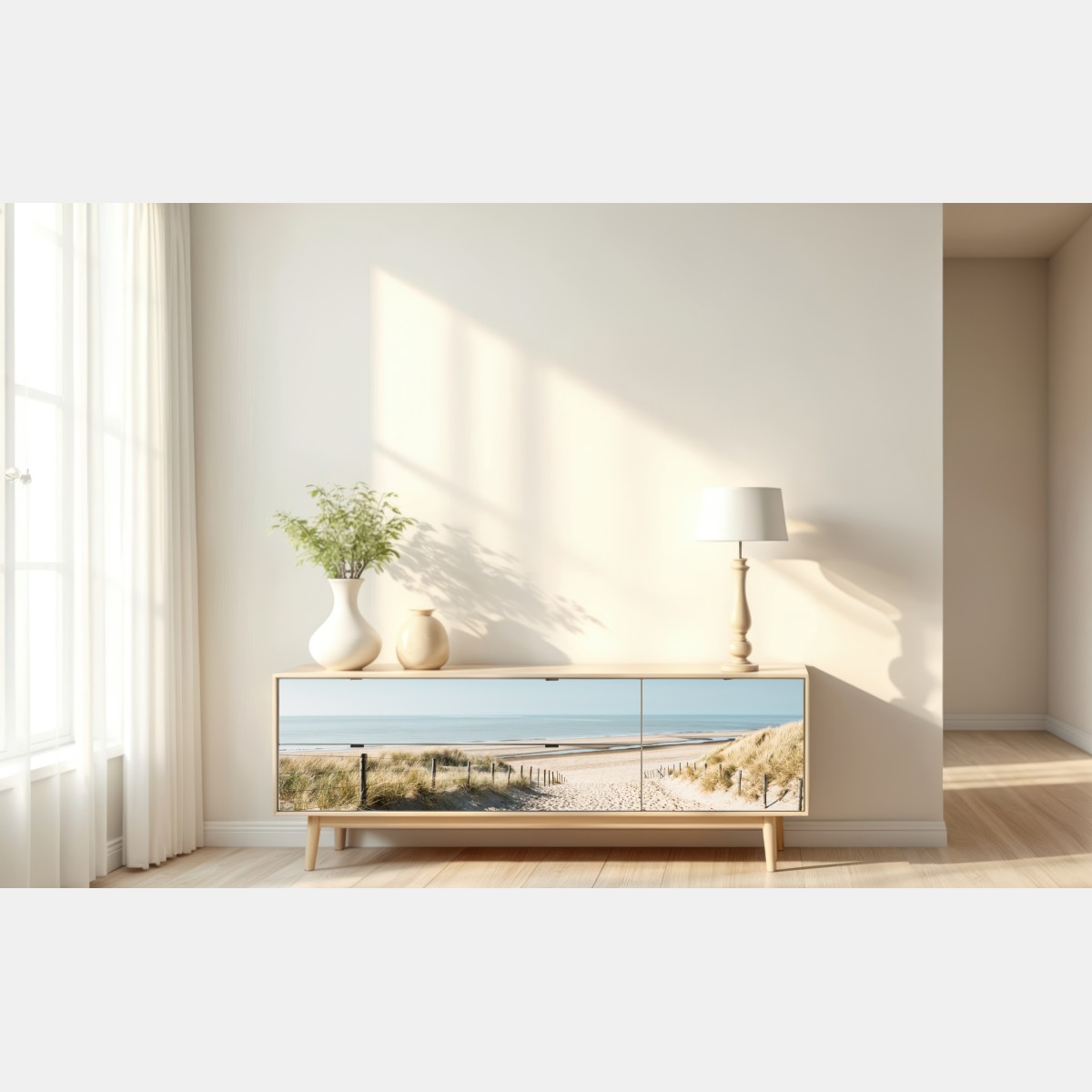 Naklejka repozycjonowalna wydmy i spokojne morze przy Noordwijk – Wallissimo® Naklejka repozycjonowalna wydmy i spokojne morze przy Noordwijk – Wallissimo®