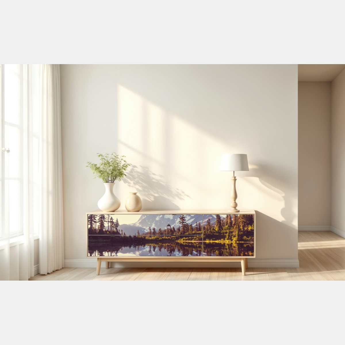 Naklejka repozycjonowalna odbicie Mount Shuksan na górskim jeziorze – Wallissimo® Naklejka repozycjonowalna odbicie Mount Shuksan na górskim jeziorze – Wallissimo®