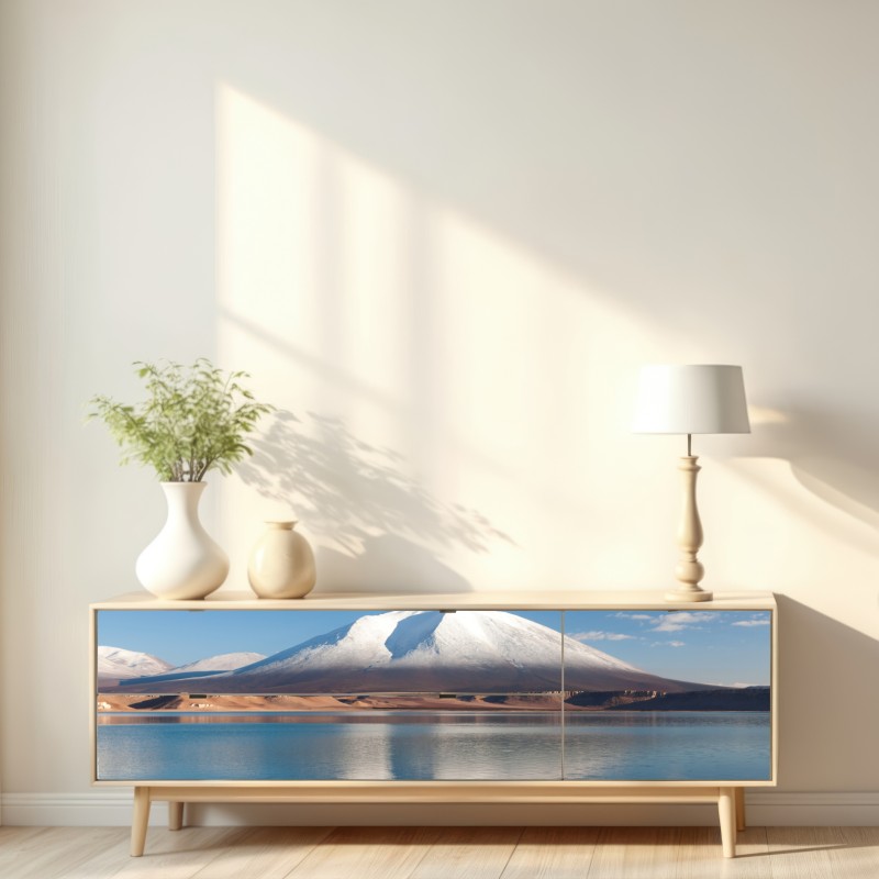 Naklejka repozycjonowalna Laguna Verde odbicie w Atacama – Wallissimo® Naklejka repozycjonowalna Laguna Verde odbicie w Atacama – Wallissimo®