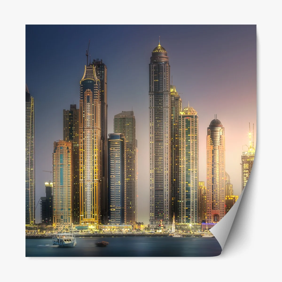 Naklejka repozycjonowalna złota panorama miasta o zmierzchu – Wallissimo® Naklejka repozycjonowalna złota panorama miasta o zmierzchu – Wallissimo®