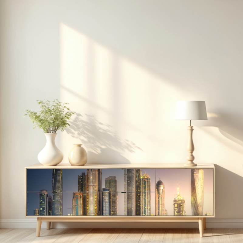 Naklejka repozycjonowalna złota panorama miasta o zmierzchu – Wallissimo® Naklejka repozycjonowalna złota panorama miasta o zmierzchu – Wallissimo®