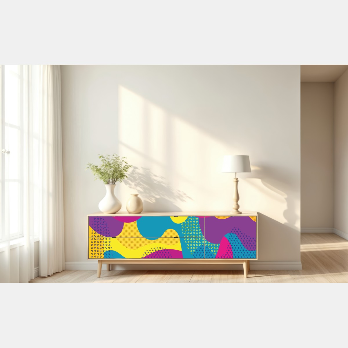 Naklejka repozycjonowalna żywy abstrakcyjny wzór fal – Wallissimo® Naklejka repozycjonowalna żywy abstrakcyjny wzór fal – Wallissimo®