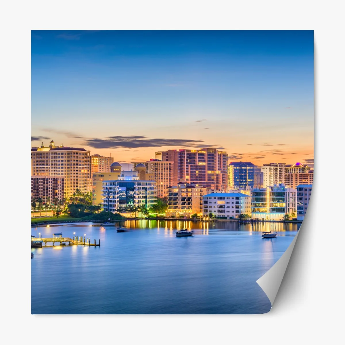 Naklejka repozycjonowalna Sarasota o świcie nad zatoką – Wallissimo® Naklejka repozycjonowalna Sarasota o świcie nad zatoką – Wallissimo®