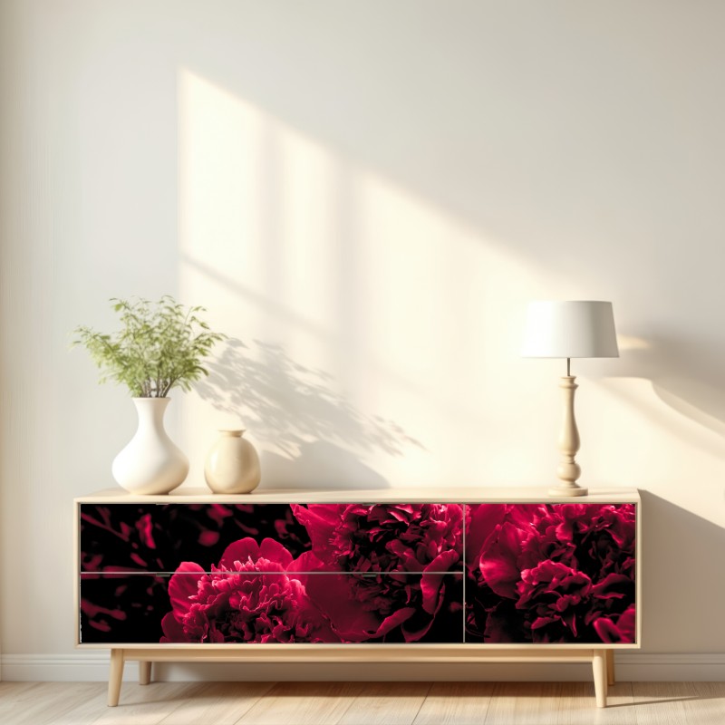 Naklejka repozycjonowalna nastrojowe różowe piwonie – Wallissimo® Naklejka repozycjonowalna nastrojowe różowe piwonie – Wallissimo®