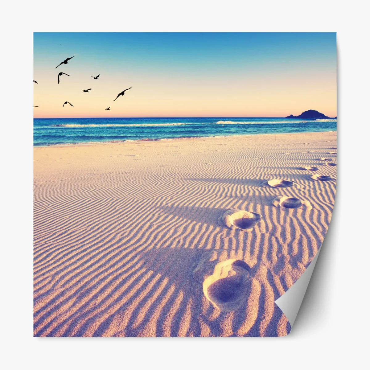 Naklejka repozycjonowalna magiczne odciski na letniej plaży – Wallissimo® Naklejka repozycjonowalna magiczne odciski na letniej plaży – Wallissimo®