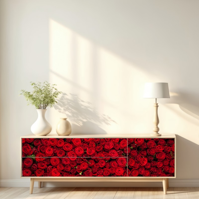 Naklejka repozycjonowalna nieskończona ściana czerwonych róż – Wallissimo® Naklejka repozycjonowalna nieskończona ściana czerwonych róż – Wallissimo®