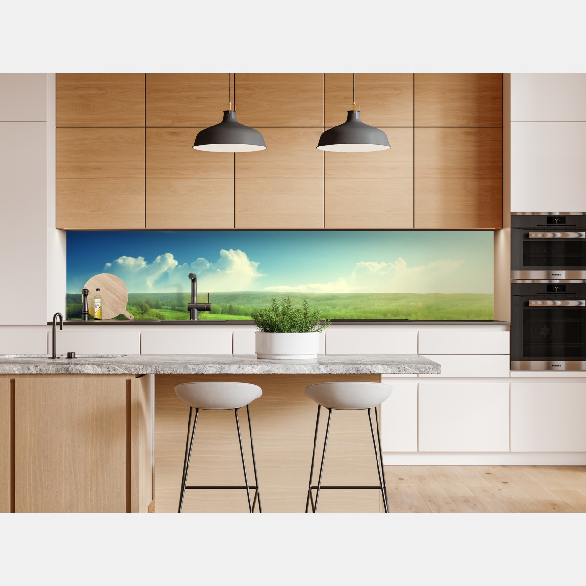 Naklejka repozycjonowalna słoneczna wiosenna łąka o zachodzie słońca – Wallissimo® Naklejka repozycjonowalna słoneczna wiosenna łąka o zachodzie słońca – Wallissimo®