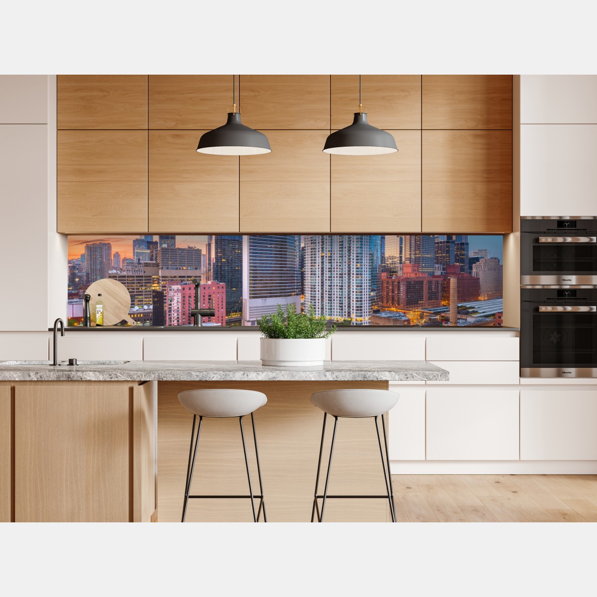 Naklejka repozycjonowalna panorama Chicago o zmierzchu – Wallissimo® Naklejka repozycjonowalna panorama Chicago o zmierzchu – Wallissimo®