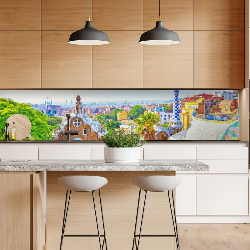 Naklejka repozycjonowalna geometryczna abstrakcja w odcieniach niebieskiego – Wallissimo®