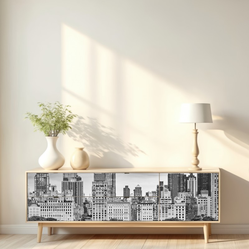 Naklejka repozycjonowalna Manhattan panorama Upper East Side w czerni i bieli – Wallissimo® Naklejka repozycjonowalna Manhattan panorama Upper East Side w czerni i bieli – Wallissimo®